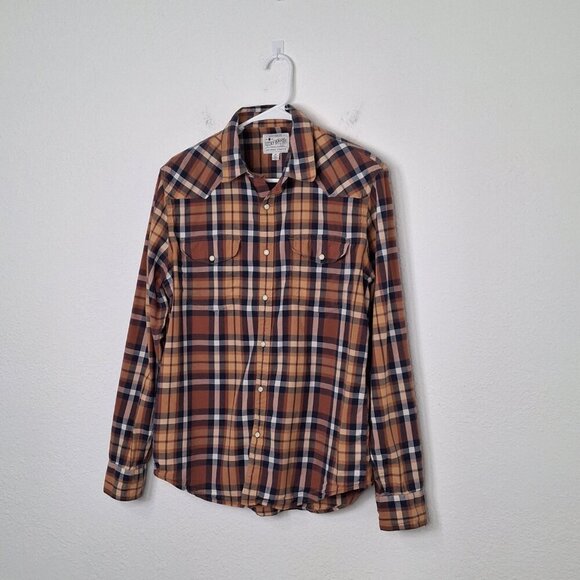 Lucky Brand Western Plaid Shirt Sz M Pearl Snap Button Cowboy Rodeo Classic - Picture 2 of 13